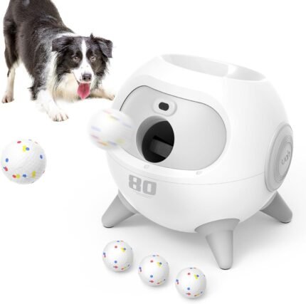 uahpet Automatic Ball Launcher for Dogs with Obstacle Detection, 3Balls