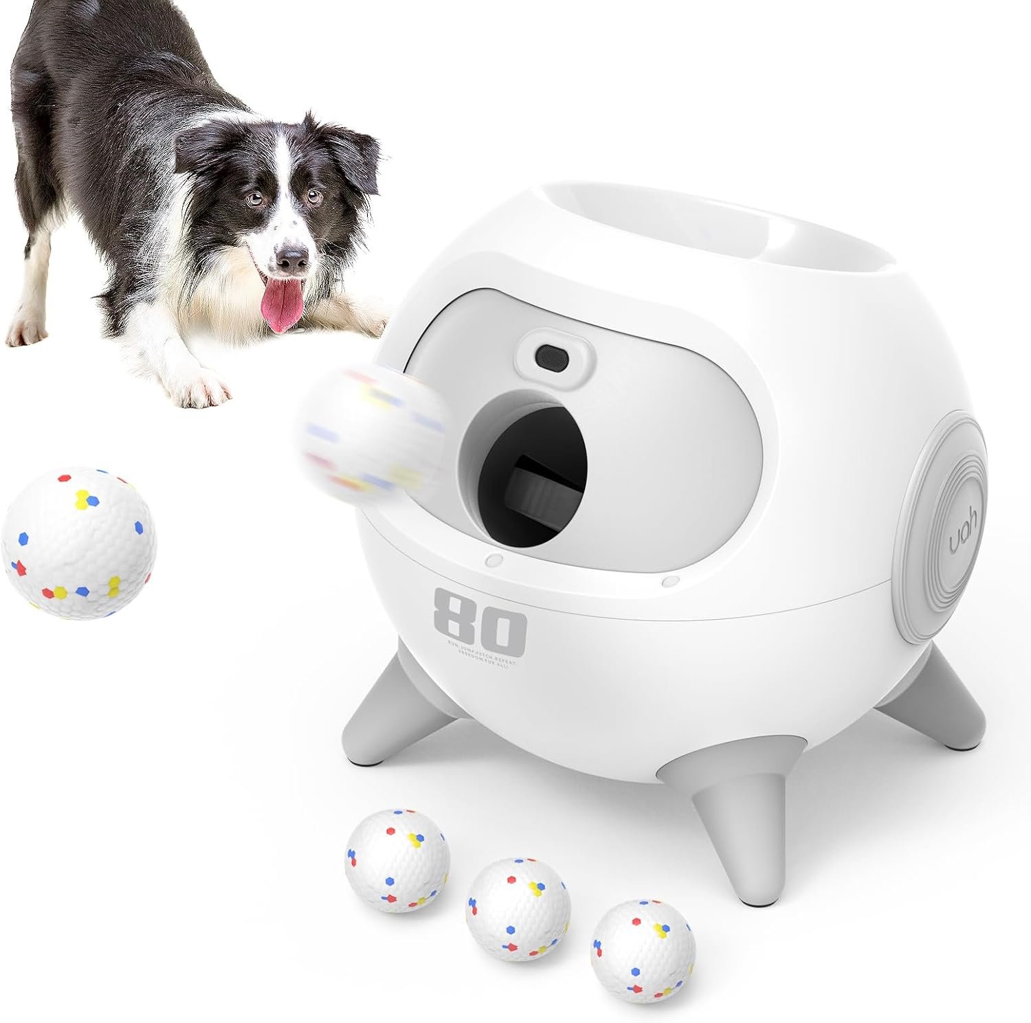 uahpet Automatic Ball Launcher for Dogs with Obstacle Detection, 3Balls uahpet Automatic Ball Launcher for Dogs with Obstacle Detection, 3Balls
